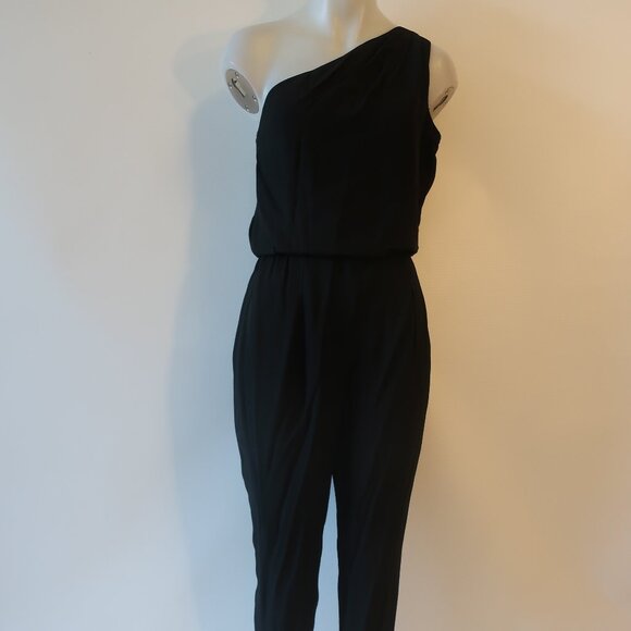 Halston Heritage Pants - Womens Halston Heritage Black One Shoulder Jumpsuit 6